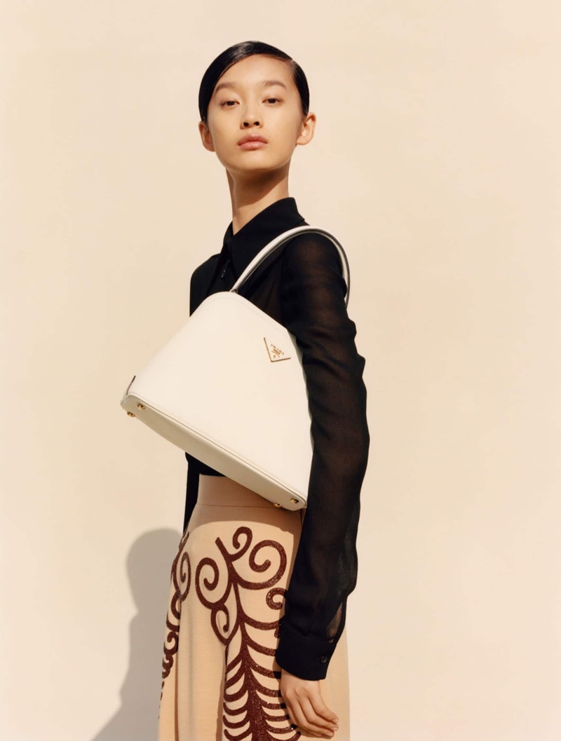 Ruiqi Jiang poses in Prada spring-summer 2020 campaign