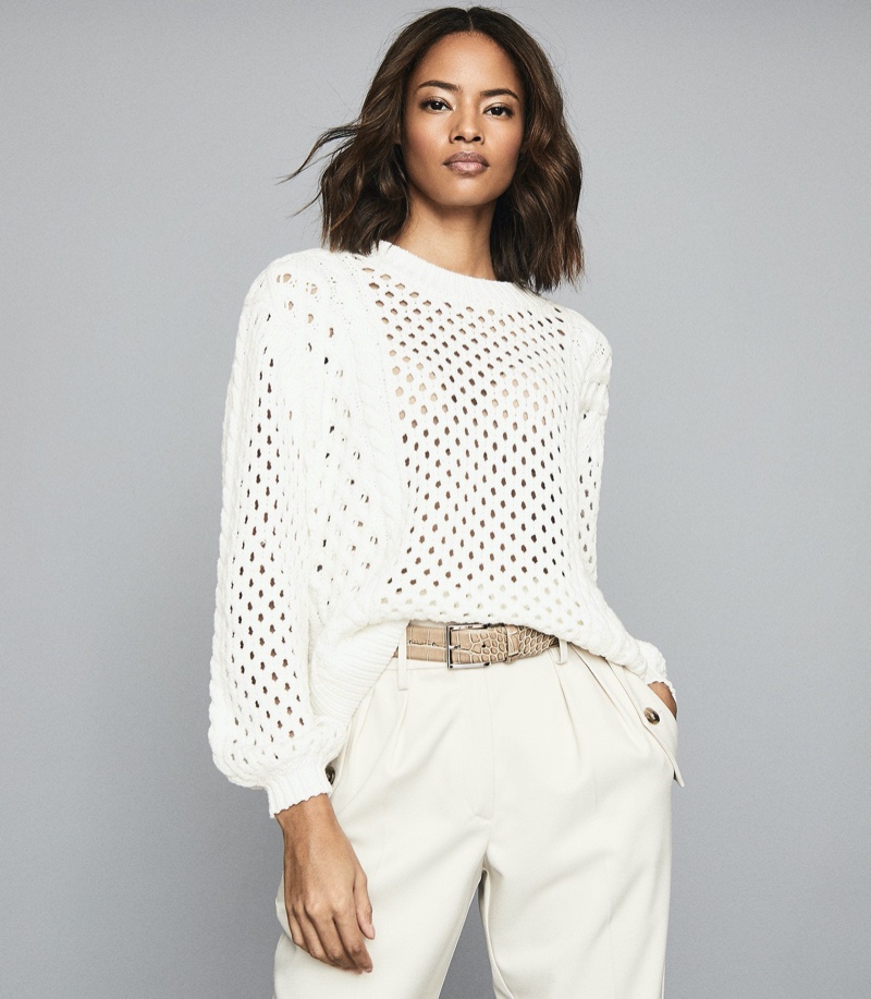 Reiss Lauren Chunky Open-Knit Sweater $275