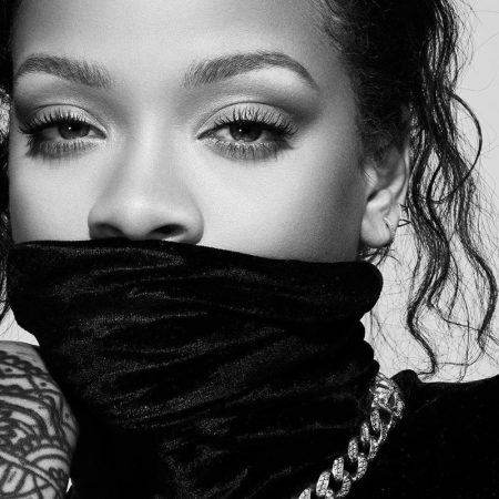 Rihanna Gets Her Closeup in Fenty Beauty's First Mascara Wearing a turtleneck, Rihanna fronts Fenty Beauty Full Frontal Mascara campaign