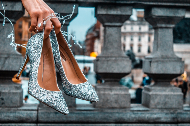 Silver Glitter Pumps Heels