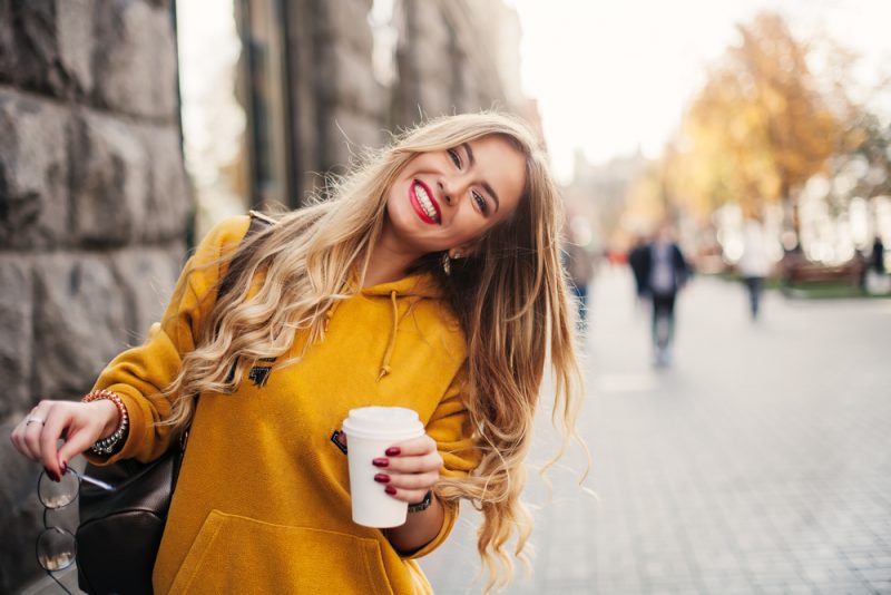 Stylish Woman with Coffee