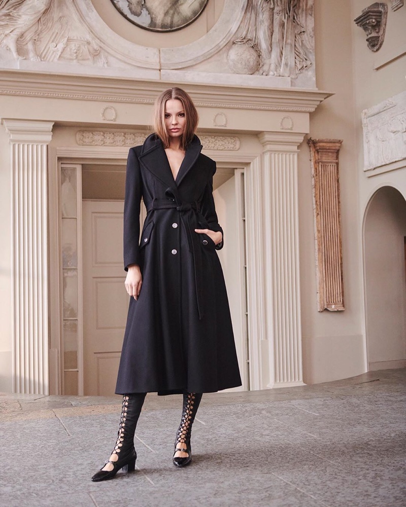 Layering up, Magdalena Frackowiak appears in Temperley London spring 2020 campaign