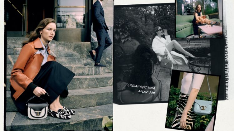 Model Anna de Rijk appears in Tod's spring-summer 2020 campaign