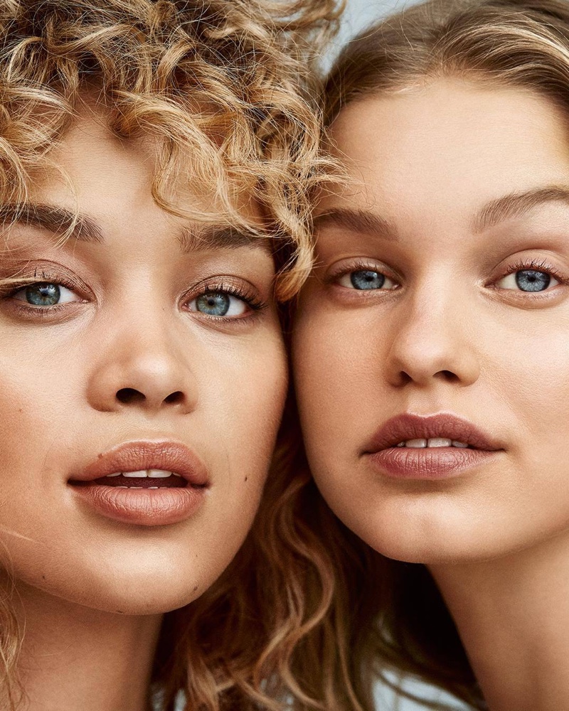 Jasmine Sanders and Lotta Maybelake pose for Victoria's Secret beauty