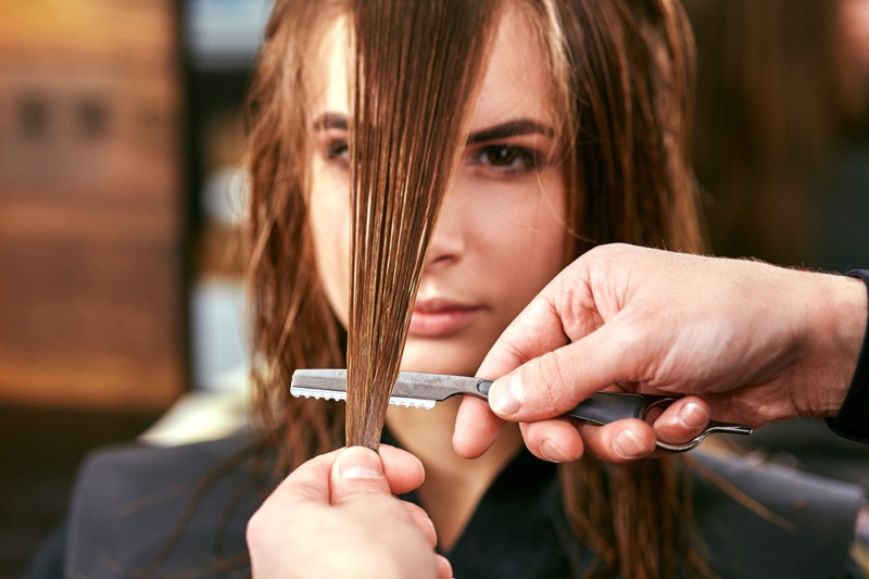 Woman Haircut Salon Wet Hair