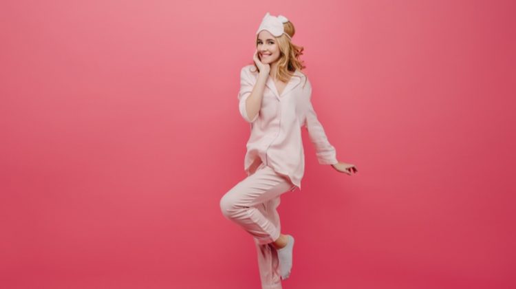 Woman Pink Pajamas Smiling