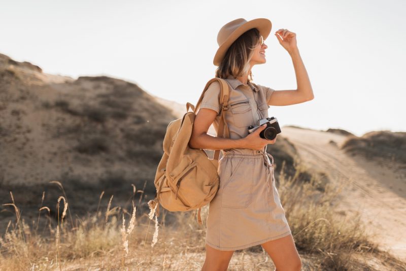 Woman in Chic Safari Look