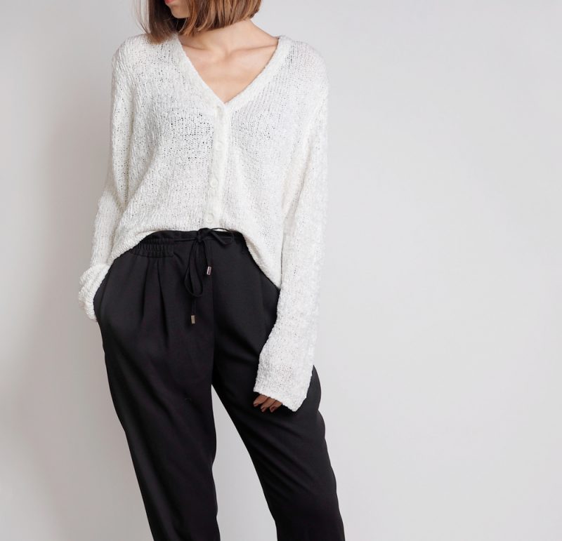 Woman in Sweater and Drawstring Pants