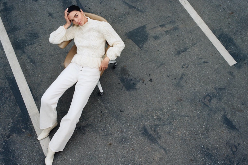 Dressed in white, Mariacarla Boscono fronts Zara Awakening Collection spring-summer 2020 editorial