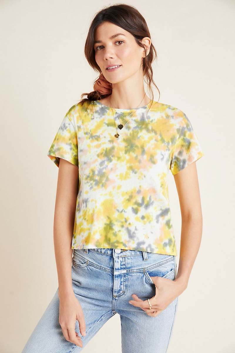 AGOLDE Linda Tie-Dyed Tee in Yellow $108