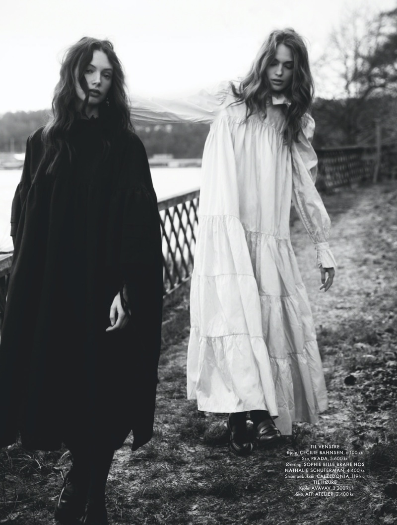 Anna Mila & Mona Wear Romantic Looks for ELLE Denmark