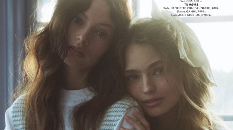 Anna Mila & Mona Wear Romantic Looks for ELLE Denmark