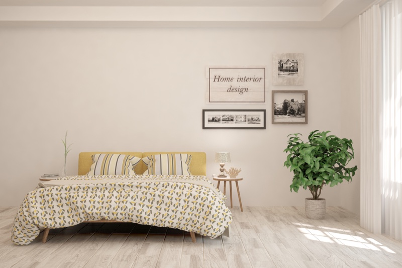 Bedroom Interior Design Plant Yellow Color Palette