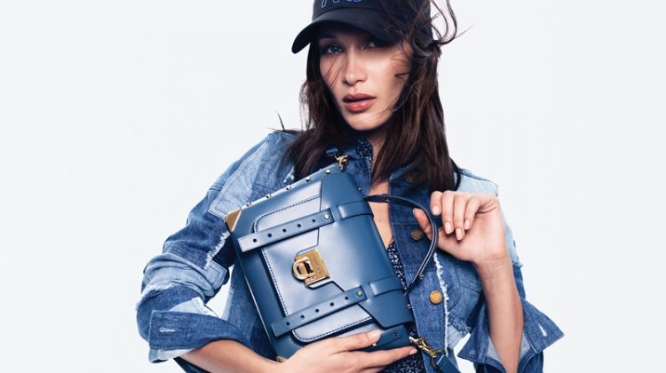 Model Bella Hadid poses in denim for MICHAEL Michael Kors spring-summer 2020 campaign