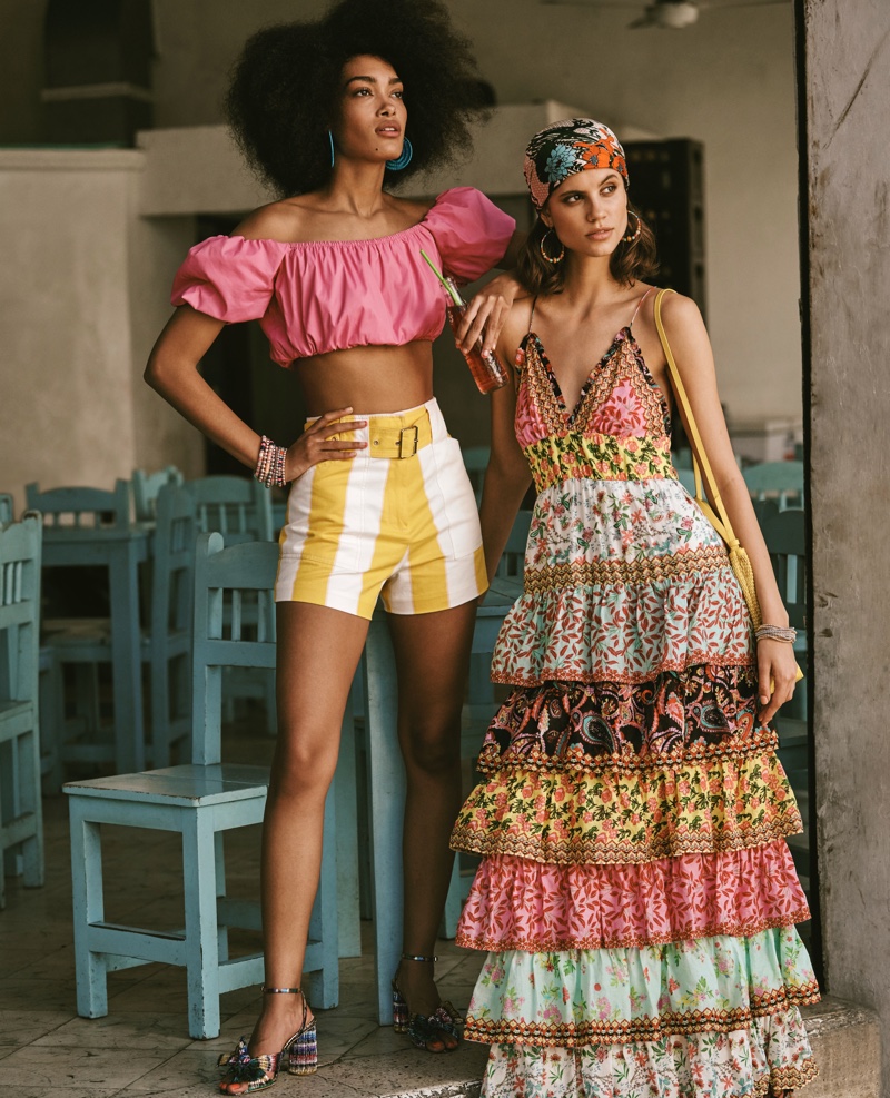 Models Marlee Bell and  Antonina Petkovic embrace print in Bloomingdale's Mix Masters spring-summer 2020 campaign