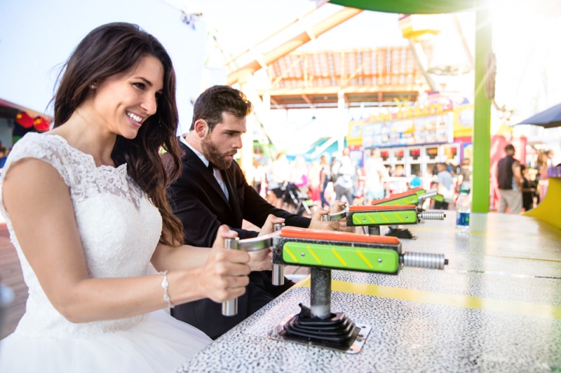 Bride Groom Playing Carnival Game