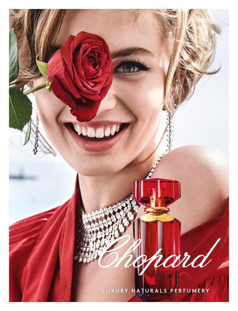 Model Giulia Maenza appears in Chopard Love Chopard perfume campaign