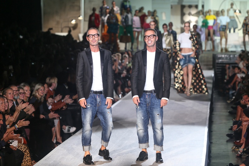 Dean Caten and Dan Caten walk the runway after the DSquared2 show