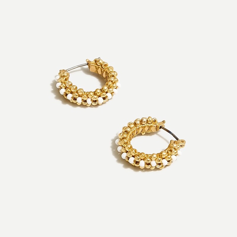 J. Crew Beaded Mini Hoop Earrings in Gold $29.50