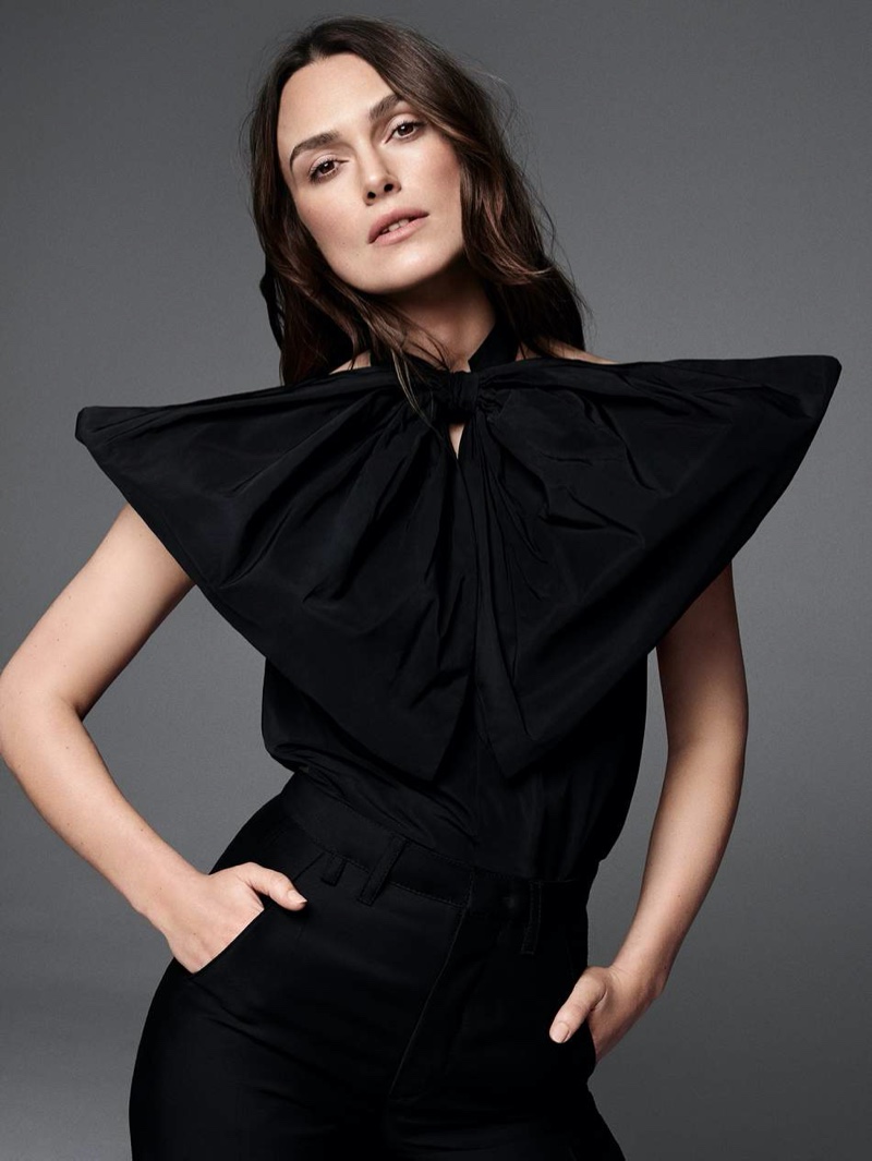 Actress Keira Knightley poses in Givenchy blouse