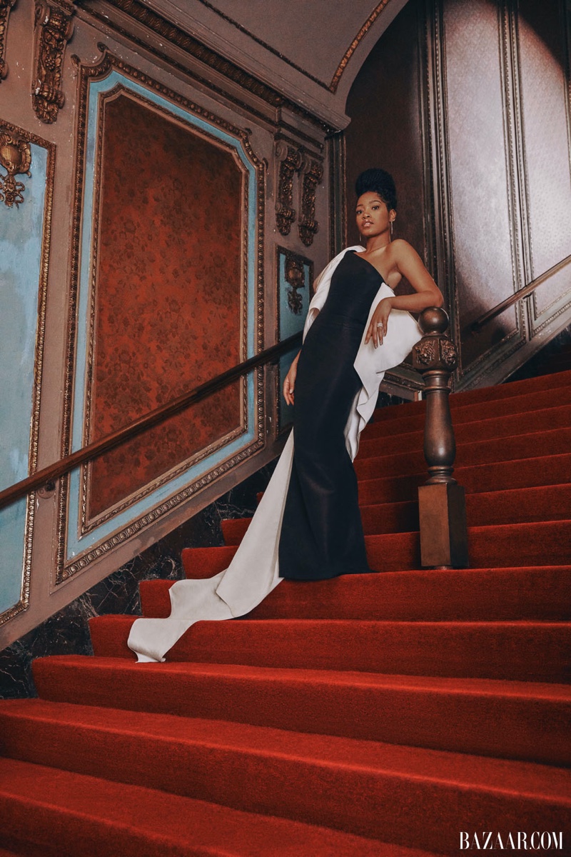 Actress Keke Palmer wears Carolina Herrera gown and Ondyn Fine Jewelry 