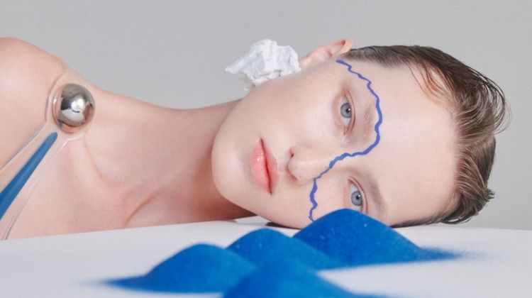 Liza Ostanina Dazzles in Blue for Harper’s Bazaar China