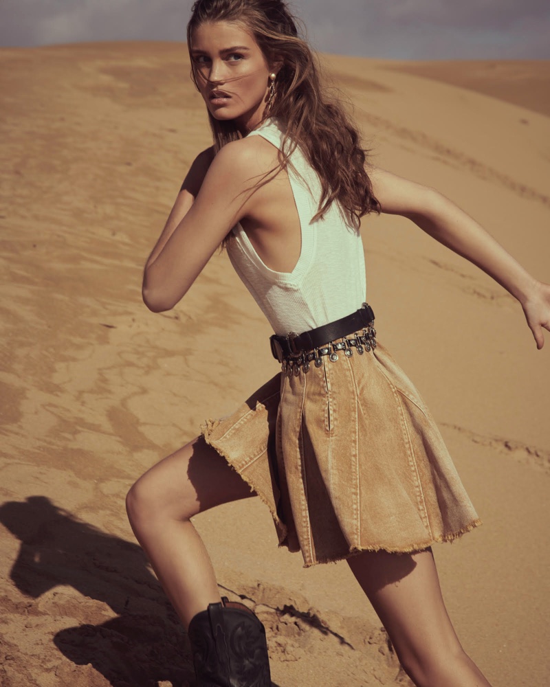 Posing in Morocco, Luna Bijl fronts Free People March 2020 catalog