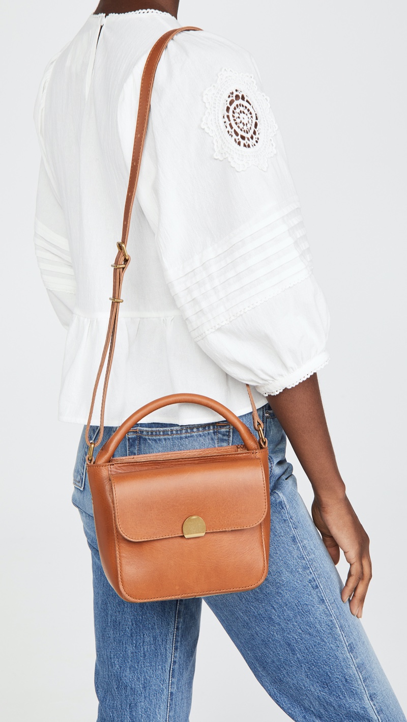 Madewell Abroad Flap Mini Tote in Dark Toffee $148