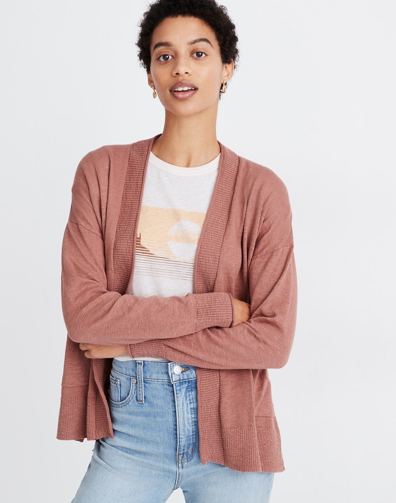 Madewell Bradley Cardigan Sweater in Faded Rosebud $69.95