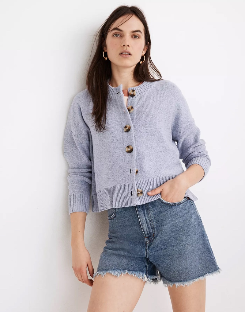 Madewell Broadway Cardigan Sweater in Marled Ocean $88