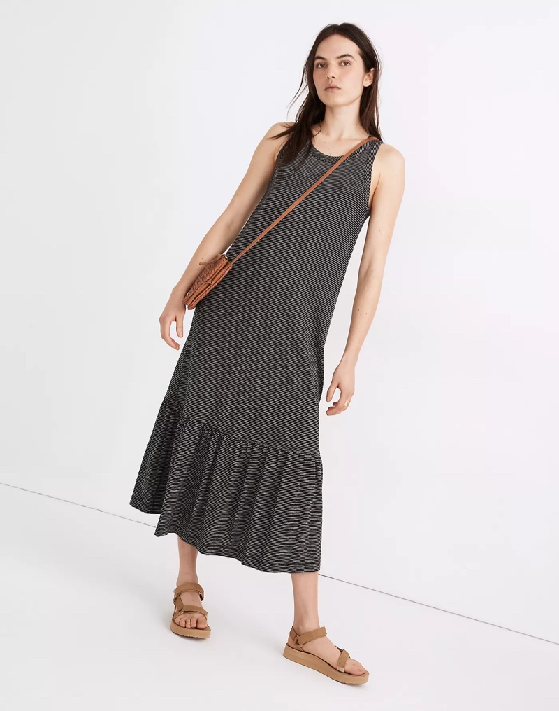 Madewell Knit Tank Ruffle-Hem Dress in Stripe $89.50