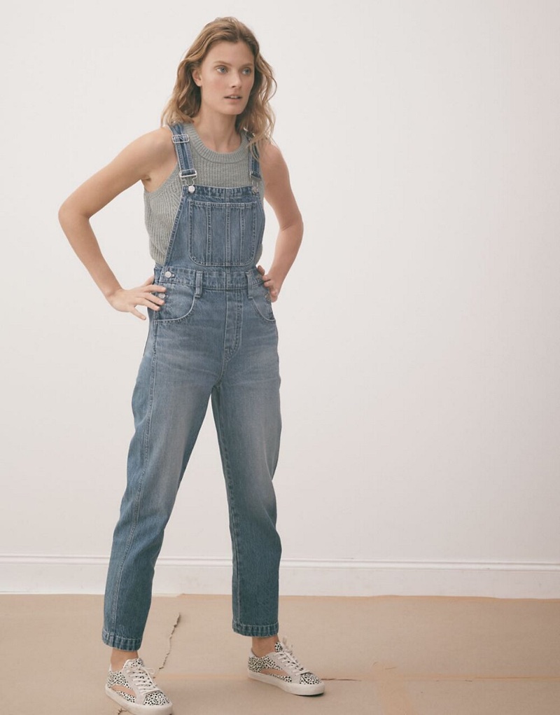 Madewell Straight-Leg Overalls in Hickory Wash $148 and Jensen Sweater Tank Top $62