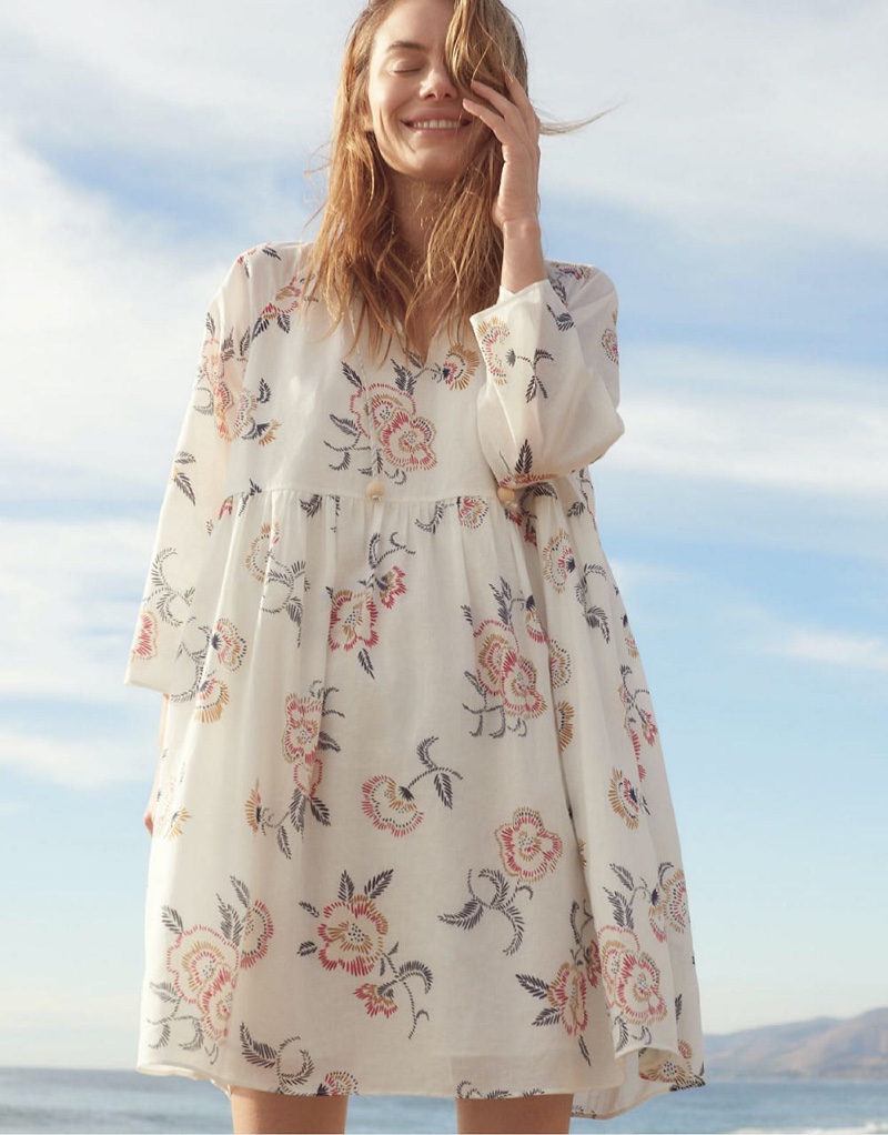 Madewell x Warm Tie-Neck Mini Dress in Honolulu Hibiscus $168