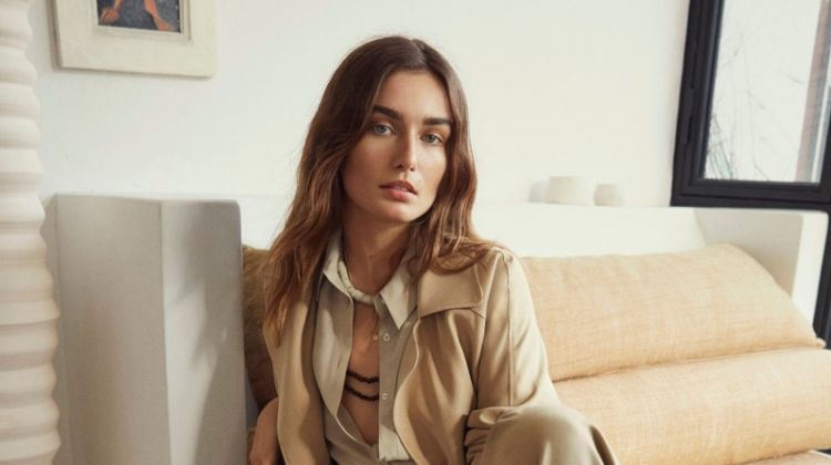 Andreea Diaconu Poses in Mango’s Relaxed Spring Styles