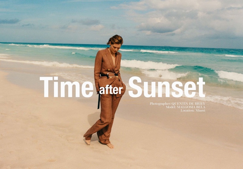 Malgosia Bela stars in Massimo Dutti Time after Sunset spring-summer 2020 editorial