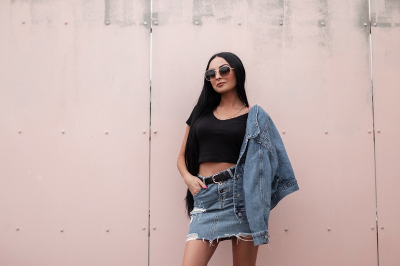 Mini Skirt Casual How Wear Denim Jacket