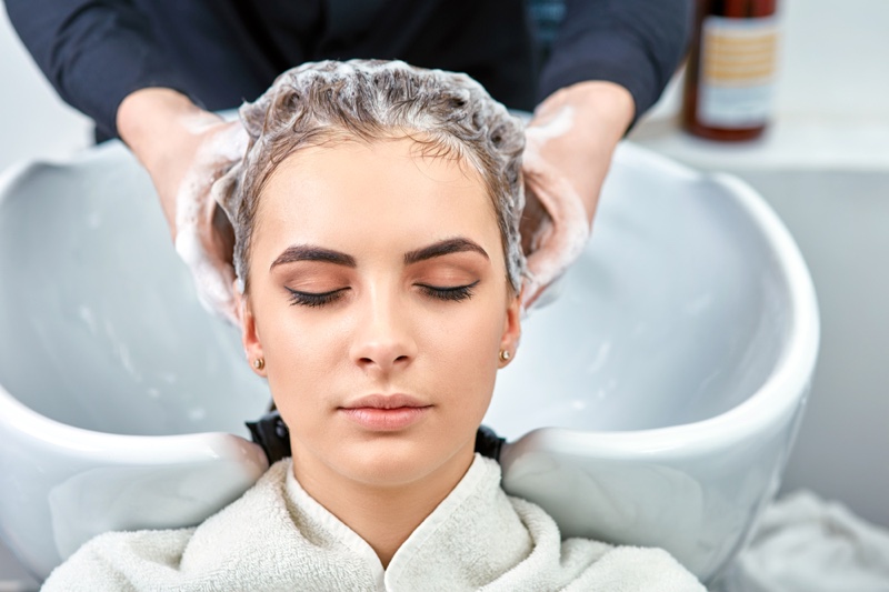 Model Getting Hair Washed Salon