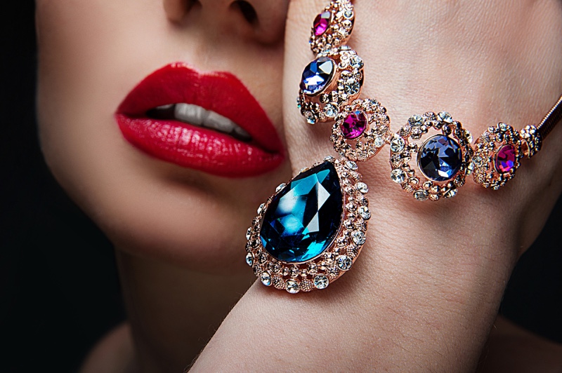Model Wearing Colorful Jewels