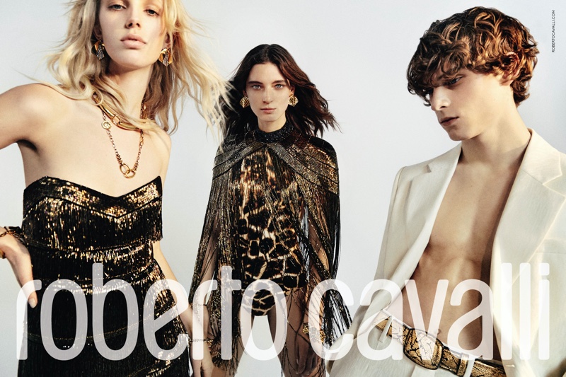 Jessie Bloemendaal, Ansley Gulielmi and Serge Sergeev star in Roberto Cavalli spring-summer 2020 campaign