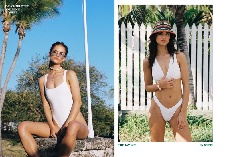 Clad in white, Robin Holzken fronts Frankies Bikinis spring-summer 2020 lookbook