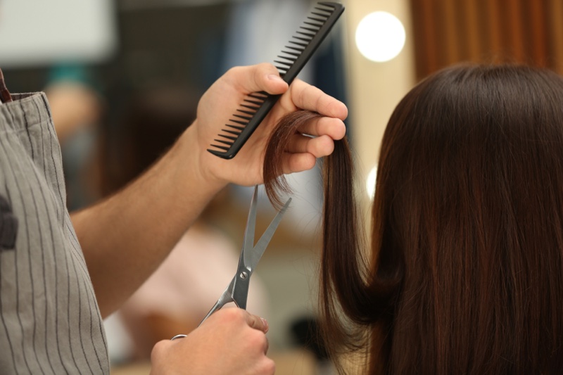 Salon Haircut Shears Bomb Long Brown Hair