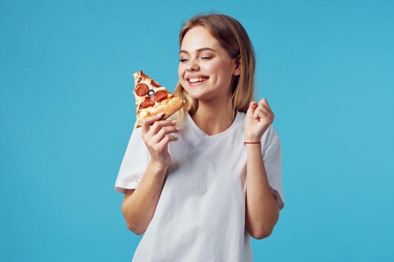 Smiling Model Pepperoni Pizza