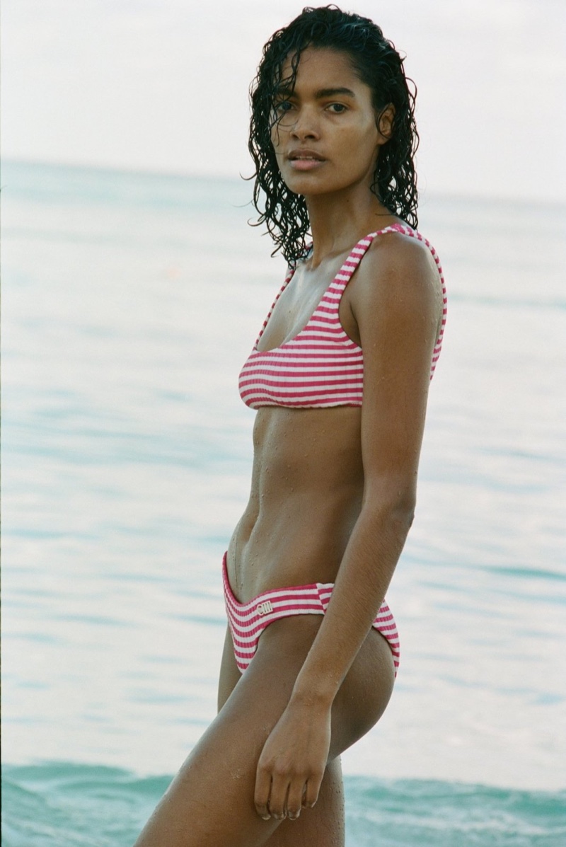 Nadia Araujo poses in Solid & Striped spring 2020 lookbook