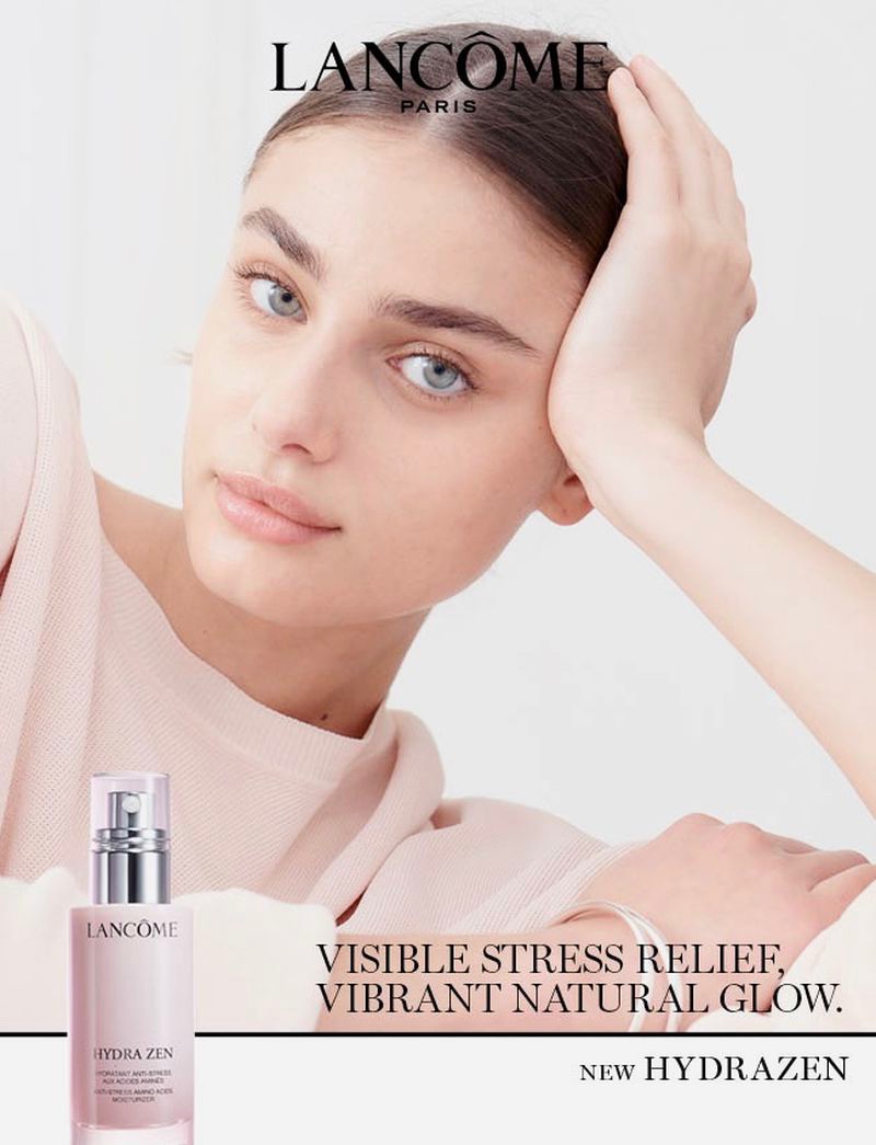 Model Taylor Hill fronts Lancome Hydra Zen campaign