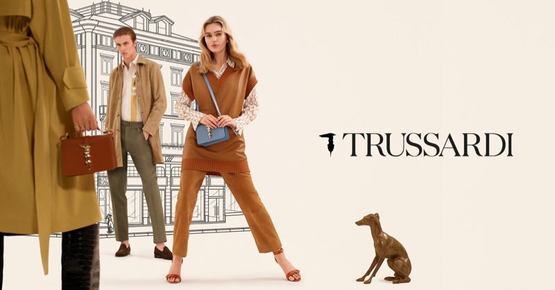 Models Staz Lindes and Lucky Blue Smith front Trussardi spring-summer 2020 campaign