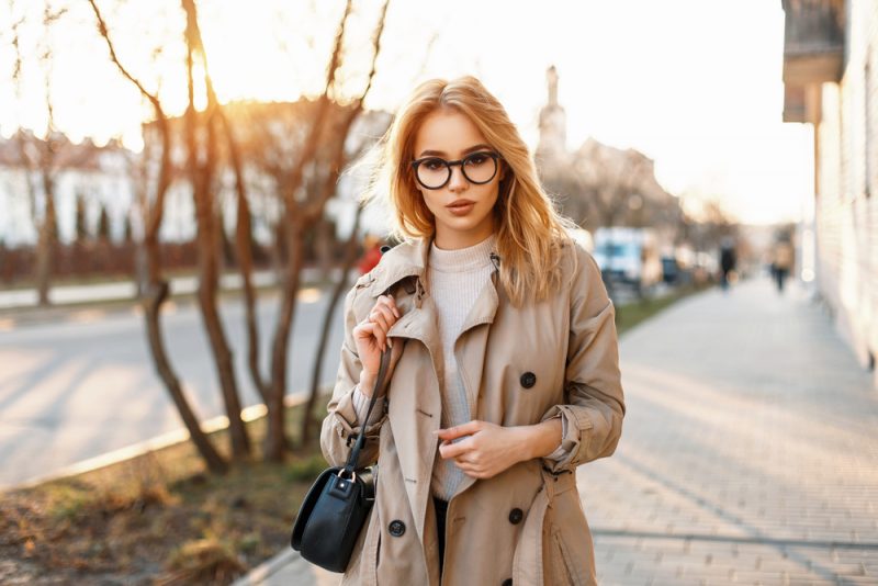 Woman Glasses Trench