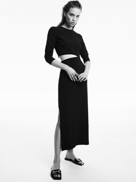 Rebecca Leigh Longendyke Embraces Zara's Minimal Spring Styles Zara Cut Out Maxi Dress and Leather Sandals
