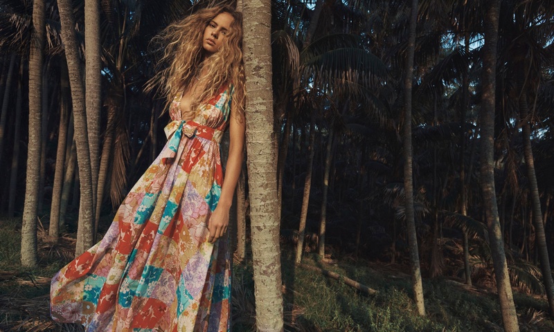 Zimmermann features Bells tie-front long dress in Swim summer 2020 campaign