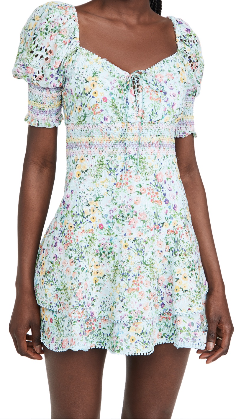 alice + olivia Crawford Sweetheart Puff Sleeve Mini Dress $395