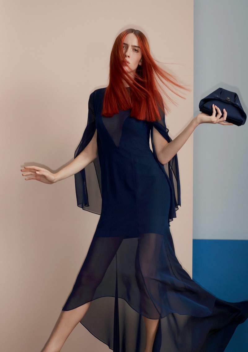 Teddy Quinlivan poses for Akris spring-summer 2020 campaign.
